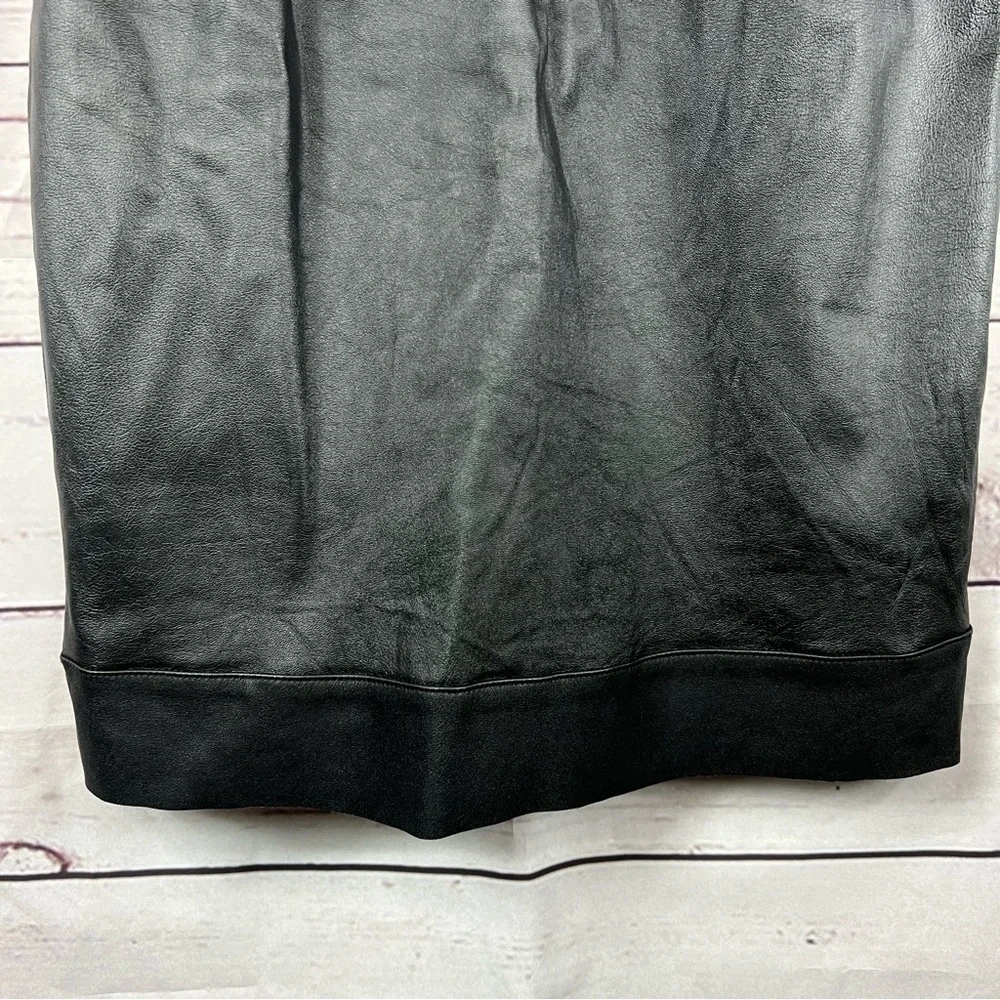 100% black leather mini sleeveless cocktail dress SZ 6 - Picture 2 of 9